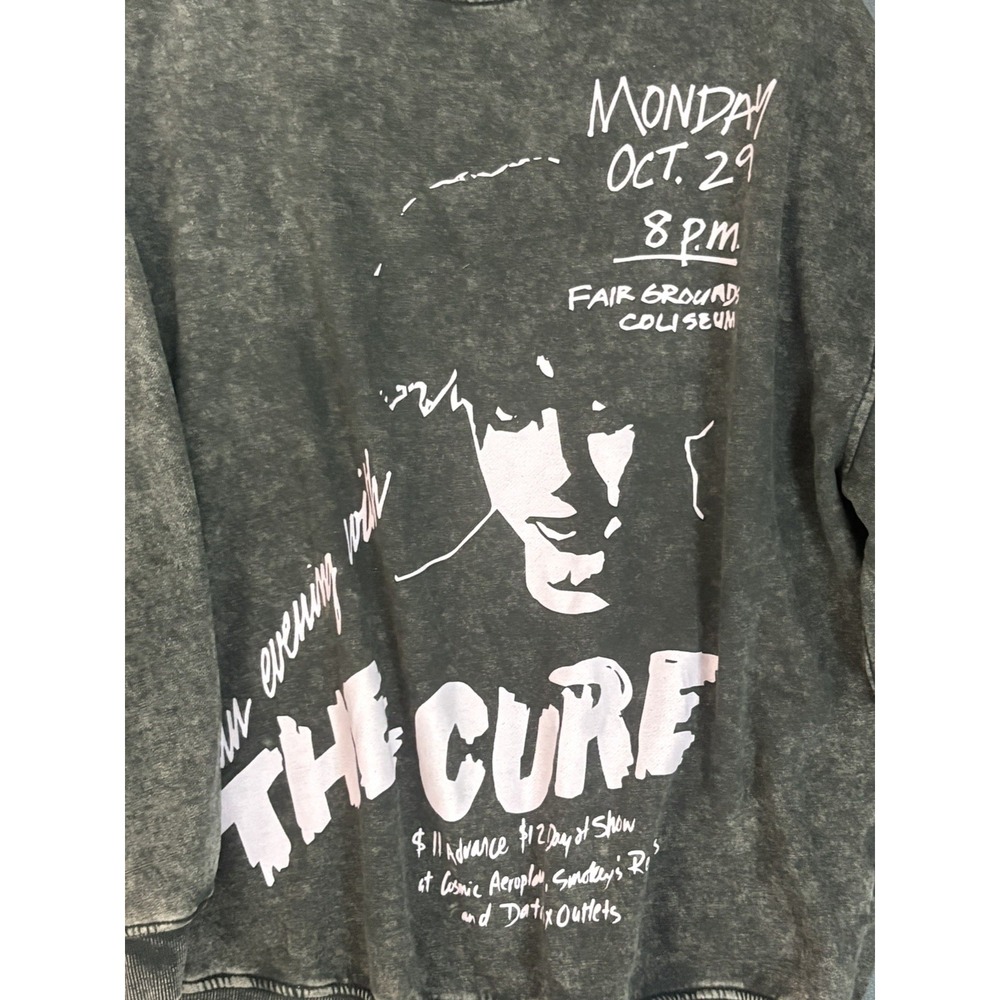 The Cure H & M Divided Oversized Sweatshirt Acid Washed Band 1984 Tour Large - Picture 2 of 7